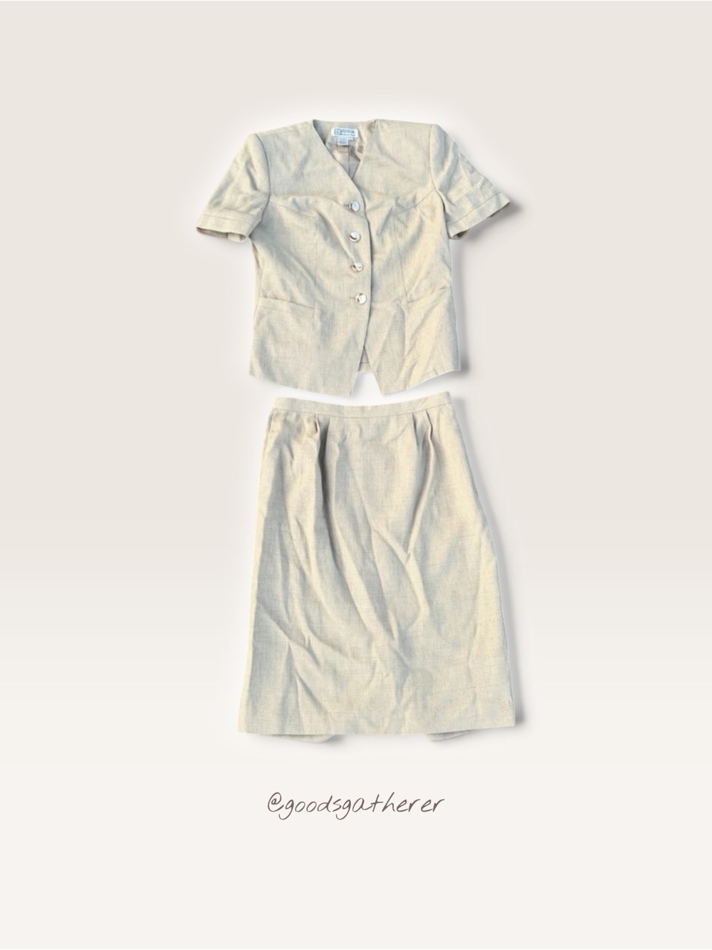 VINTAGE Atrium Collection Women’s 12 2 Piece Skirt Suit Beige Y2K Career